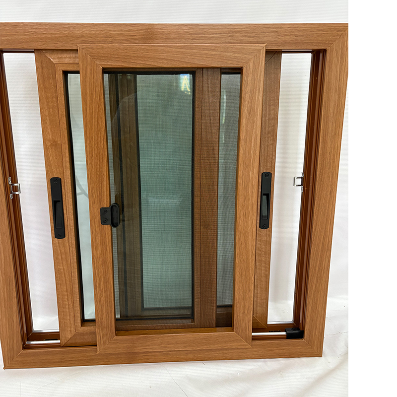 UPVC Wood Foil Double Sliding Windows Custom European Style Energy Efficient