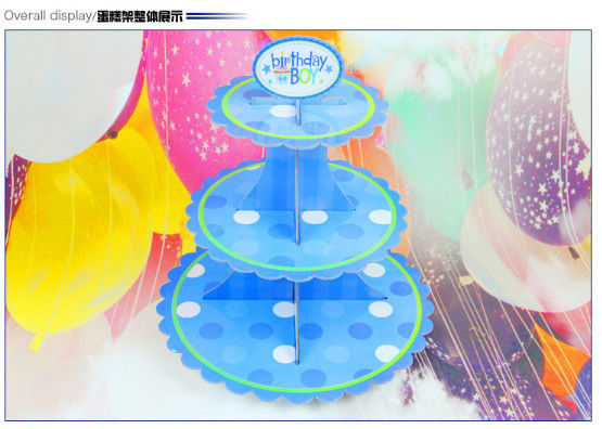Party Children's Birthday Decoration Paper Blue Petal Folding Cake Stand Three-layer Paper Crafts Factory Wholesale