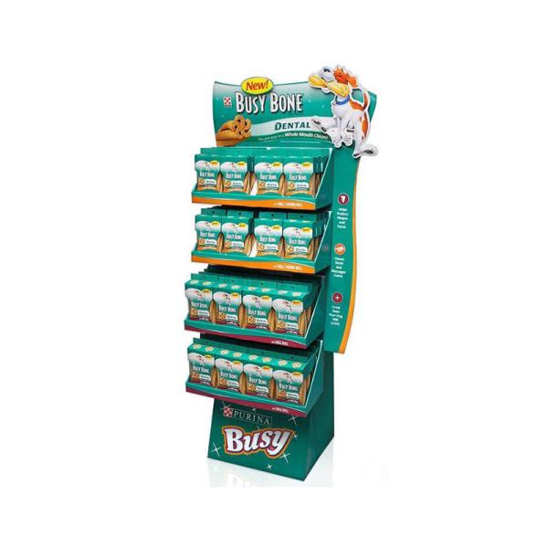 Cardboard 4-Tier Pet Dog Store Display Fixtures Custom Pop Displays