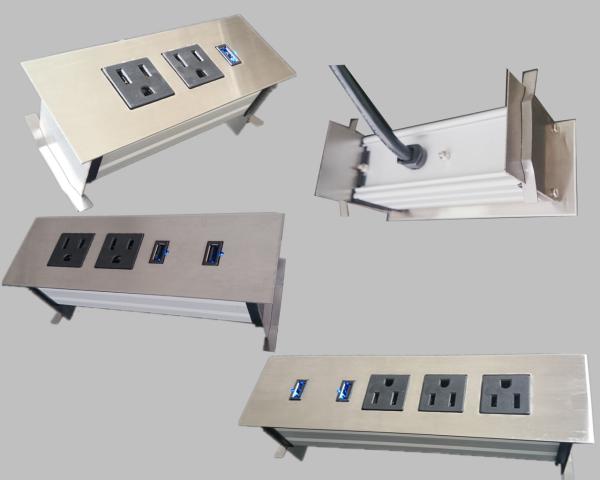 Quality 3 Outlets Furniture Power Strip , Embedded Tabletop Desktop Power Sockets for sale