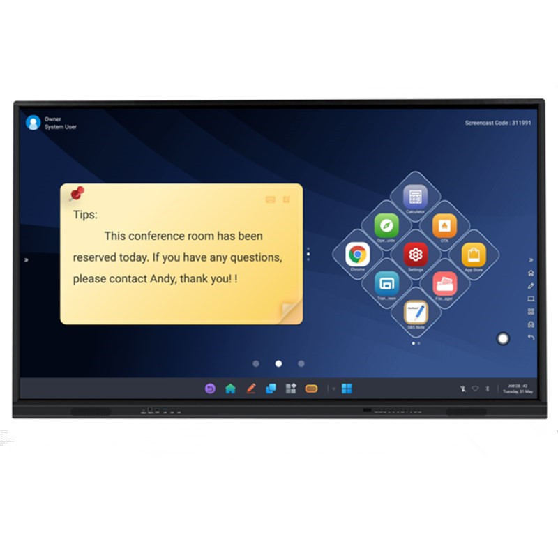 TFT LED 75'' Interactive Touch Screen Monitor Android 11 With AIO PC, IR Tec, Built In Camara