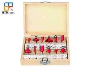 BMR TOOLS 12Pcs Set 1/4 Inch Shank Tungsten Carbide Tip TCT Woodworking Wood Router Bit Set