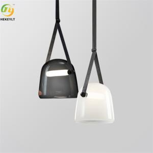 Buy cheap Leather Glass Ash / Milky White Cognac Chandelier Creative Art product