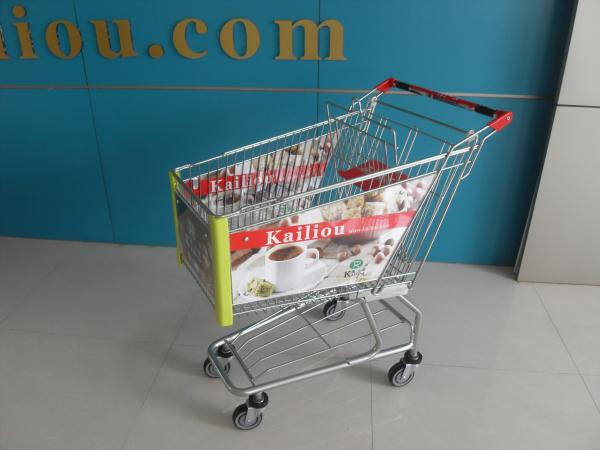 Quality Colorfull Shopping Trolley with arclic advertisement board for sale