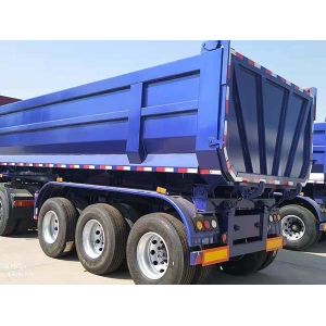 60T Tipper Semi Trailer 3 Axles Semi Flatbed Trailers Blue