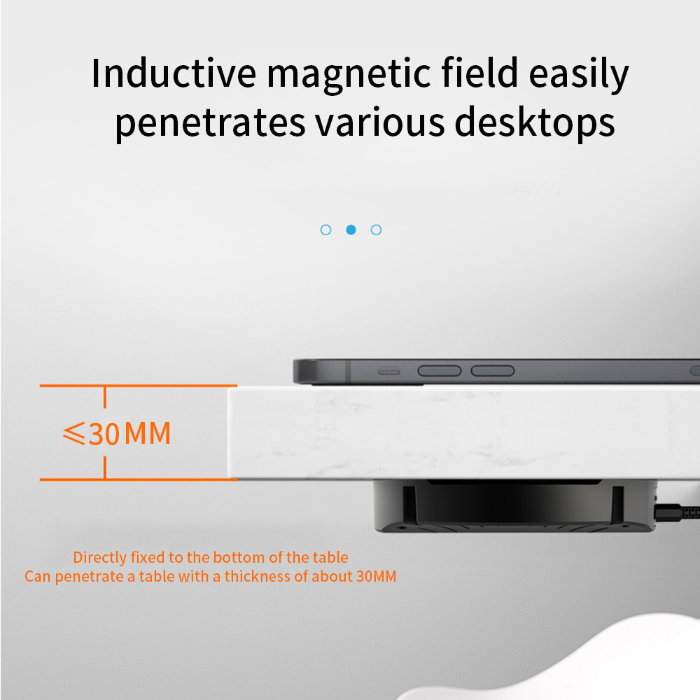 30MM Long Range 10W Invisible Wireless Charger Under Table Type