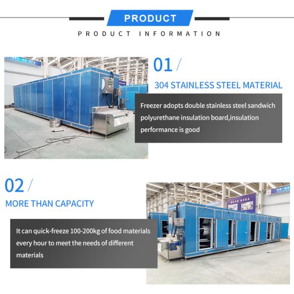 Frozen Vegetables Processing Line Tunnel Freezer 1000kg/H Chicken Freezer