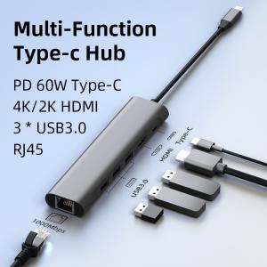 Buy cheap 6 In 1 Multiport USB3.0 Converter Splitter USB C HUB Adapter For Laptop Phone product