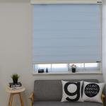 Dual Layer Sheer Motorized Zebra Blinds Horizontal Pattern For Oriel Window