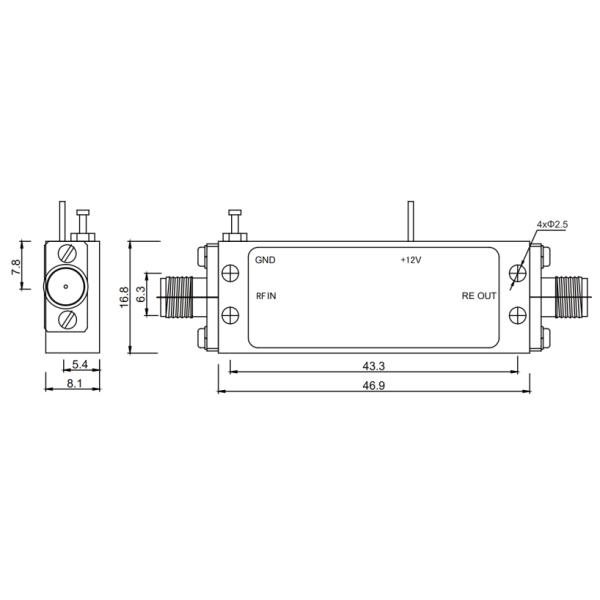 0.5-2 GHz P1dB 15 dBm Wideband Low Noise Amplifier RF Transmitter Amplifier