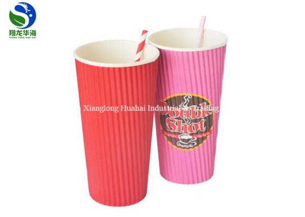 Quality Compostable Brown Kraft Ripple Cups Corrugated Paper Cups For Hot Coffee for sale