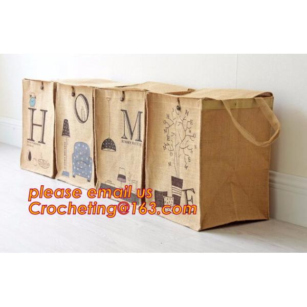 Lightweight collapsible jute fabric storage bin basket,Jute multifunctional moisture-proof debris storage basket desktop