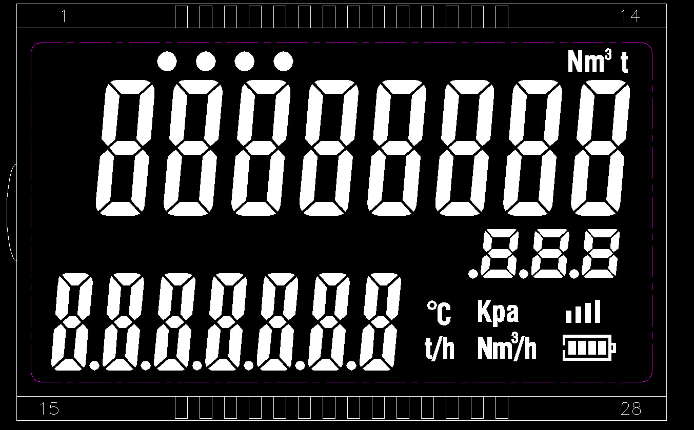 PIN Connector Vehicle Controller TN 7 Segment Lcd Display Customized