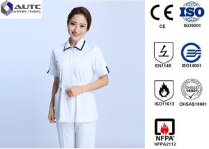 Buy cheap Cotton Disposable Medical Clothing Round Neck Elastic Knitted Cuff Easy Cleaning product