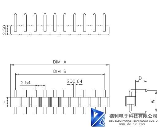 2.54MM Male Pin Header Connector , Vertical Through Hole PCB Pin Header