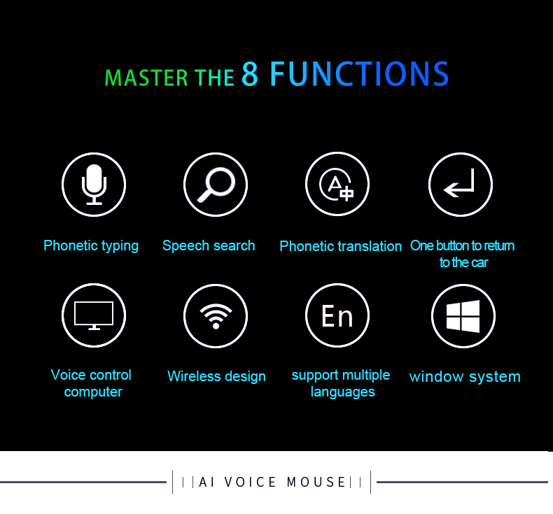 AI Smart Mouse - Voice Typing/Searching/Command for Office and Gaming Use One-Click Translate up to 8 Languages