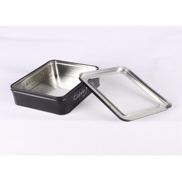 Black Gift Printed Tin Containers 0.23mm Rectangle Metal Watch Packaging Clear Window On Top