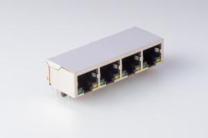 China RMA-123B- 40F7-GY 4 port 10 / 100 Mbps 90 Degree RJ45 With Transformer Shielding LED Color No EMI on sale