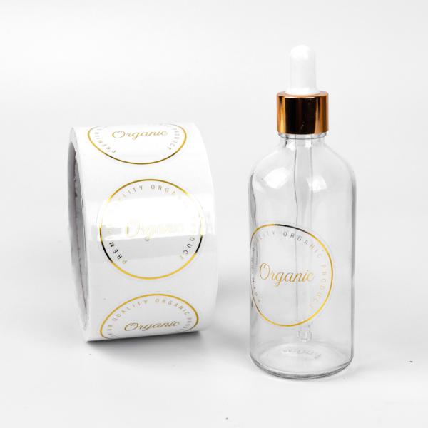 Gold Foil Custom Bottle Labels Embossed Handmade Custom Makeup Labels