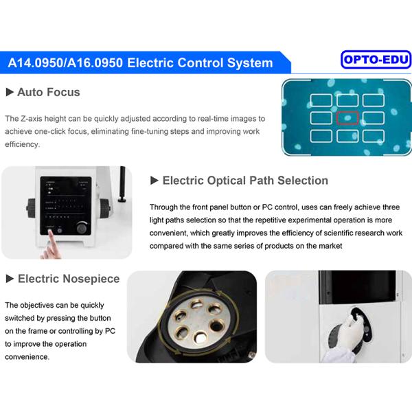 Opto Edu A14.0950 Research Level Inverted Biological Microscope Mortorized Condenser