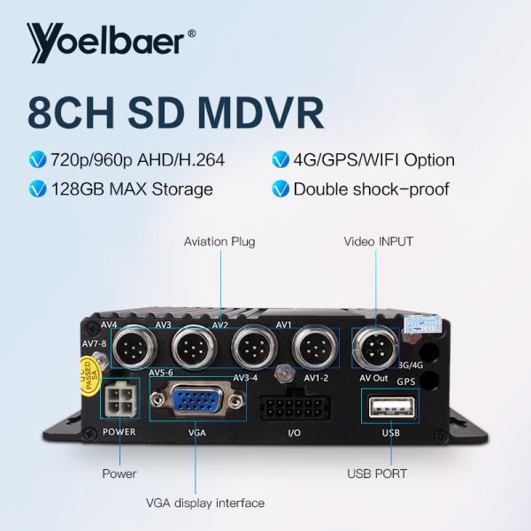 Quality Real Time 8 Channel Digital Video Recorder Vehicle Mobile DVR AHD 720P Input for sale