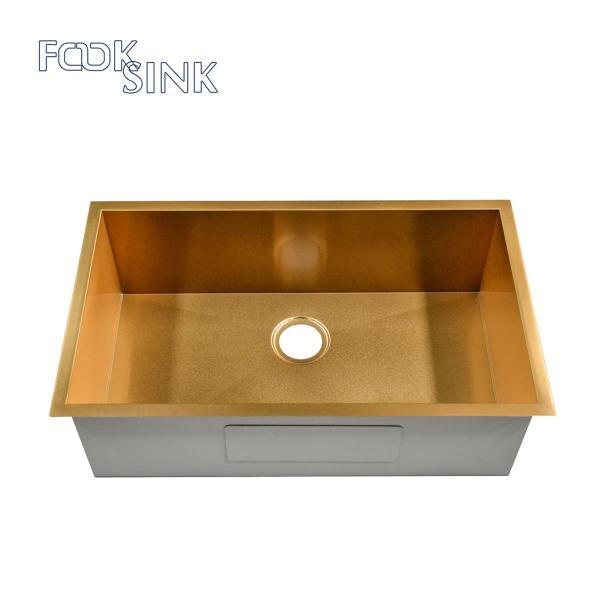 Quality CUPC Gold PVD Nano 1 Bowl Stainless Steel Kitchen Sink for sale