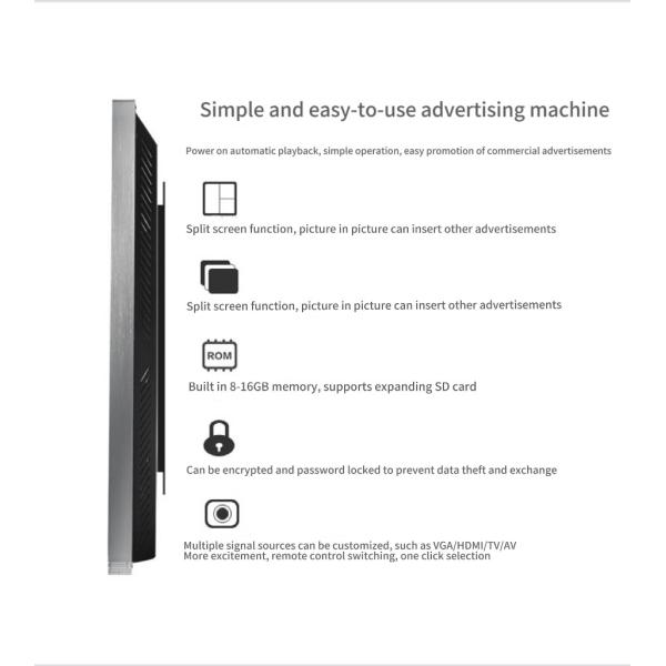 49 Inch LCD LED Wall Mounted Digital Advertising Screen 3840*2160 Resolution