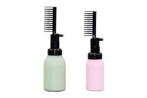 China 50ml 100ml Foam Pump Bottle Comb Applicator For Salon Hair Coloring Dyeing on sale