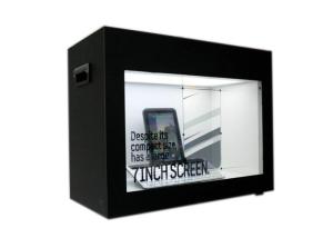 China Transparent LCD Display Box With Scrolling Marquee , Dynamic Play LCD TV Showcase on sale