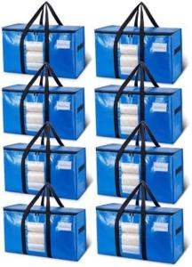 TAILI Extra Large Moving Bags, 4 Pack Heavy Duty Totes For Storage with Visible Window, Wrap Around Handles, Storage Bag
