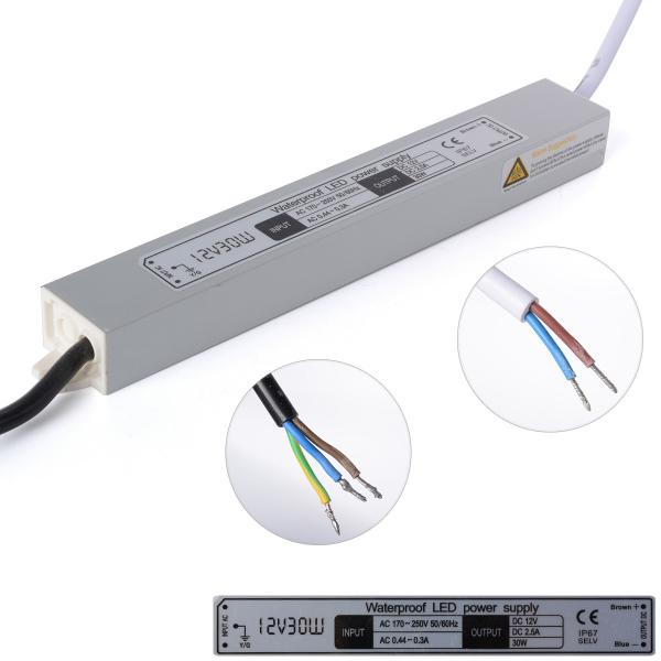 Quality DC 12V 30W Lighting Transformer Waterproof LED Driver Power Supply IP67 Input AC170-250V Adapter for LED Strip for sale