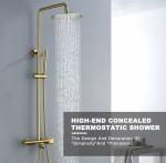 Gold Exposed 40degree Bath Shower Faucet Set With Hand Shower