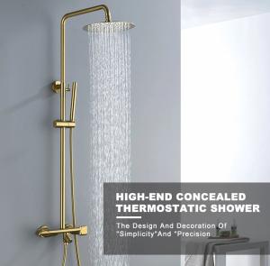 China Gold Exposed 40degree Bath Shower Faucet Set With Hand Shower on sale
