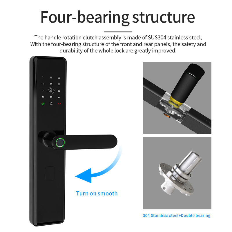 Fingerprint Touch Smart Door Lock Tuya App Control Unique Chip Encryption Technology