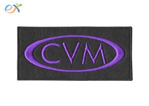 Polyester Background Fabric Embroidered Letter Patch With Merrowed Edge