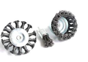 3 Inch Knotted Wire Wheel Cup Brush and Twist End Brush Set For Rust Removal
