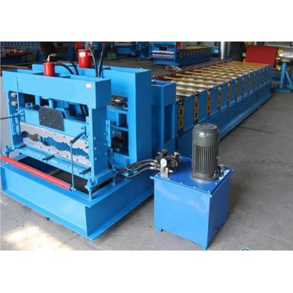 Grey Color Corrugated Sheet Roll Forming Machine With 2 Hydraulic Guillotine