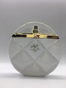 China 50ml 100ml Custom Glass Perfume Bottles Circle Shape Flat High End Color Lacquering on sale