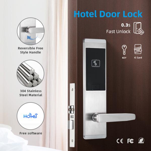 Zinc Alloy Black Hotel Key Card Door Locks With ANSI Mortise MF1 Card Type