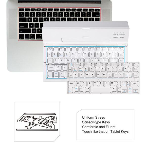 Metal Aluminum Alloy 3 Level Foldable Bluetooth Keyboard Rechargeable Portable Folding Wireless Keyboard