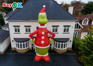 Buy cheap 30ft Grinch Inflatable Cartoon Characters Green Monster Christmas Hat Household Inflatable Standing Decoration product