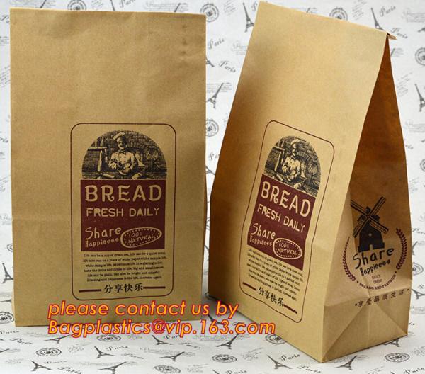 Quality Customize 3 Side Visible Clear Window Offset Printing Bakery Bags, Customize V Bottom with Clear Window Food Grade Toast for sale