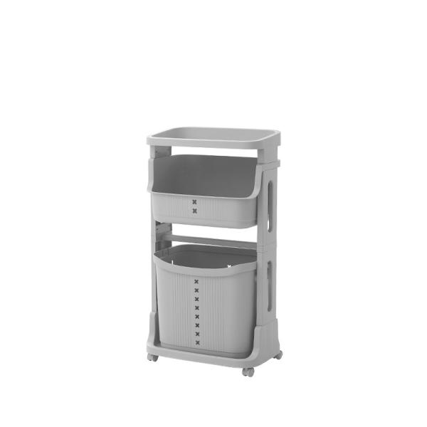 Quality Reusable High 79cm 2 Tier Plastic Laundry Basket With Wheels for sale