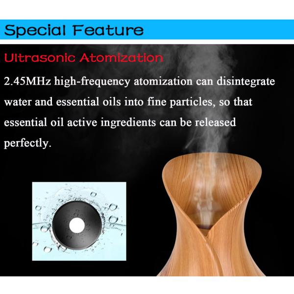 400ml Advanced Ultrasonic Aroma Essential Oil Diffuser Air Mist Humidifier Purifier with Wood Grain Electric LED Lights