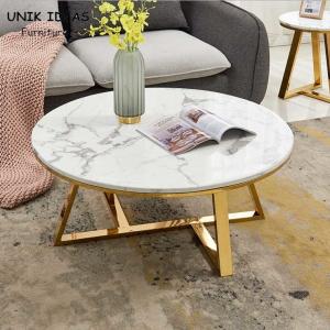 100x100cm Luxury Center Tables Metal Base Marble Top Low Tea Round