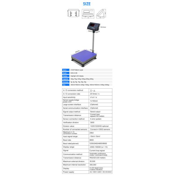 30-500KG Black Indicator Smart Analytical Platform Scale Waterproof Scale High Accurracy Platfrom Scale