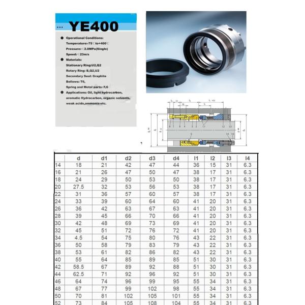 High Density Carbon Graphite Metal Bellow Mechanical Seal Burgmann YE400