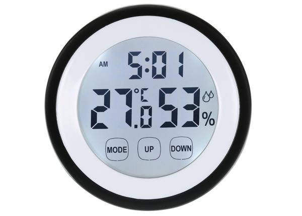 Quality Digital LCD Thermometer Hygrometer Electronic Temperature Humidity Meter Weather Station Indoor Tester Time Clock for sale