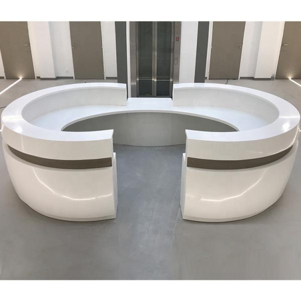 Quality White Repairable NFS Curved Solid Surface Reception Desk Stick Seamless for sale
