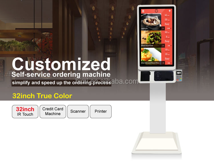 64G SSD Payment Kiosk Machine For Hotel Check In Kiosk Restaurant Self Order Payment